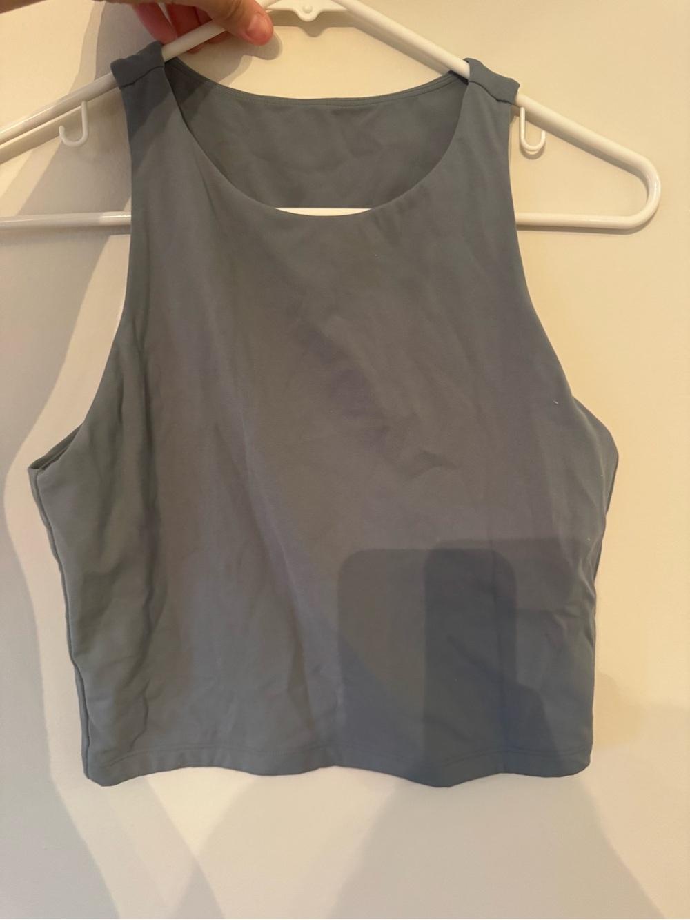 CRZ YOGA High-Neck Crop Tank Top - Slate Gray Blue